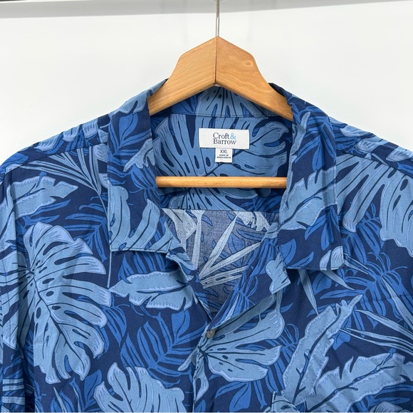 Croft & Barrow Shirt Mens XXL Blue Hawaiian Pocket Lightweight Button Up - Picture 2 of 7